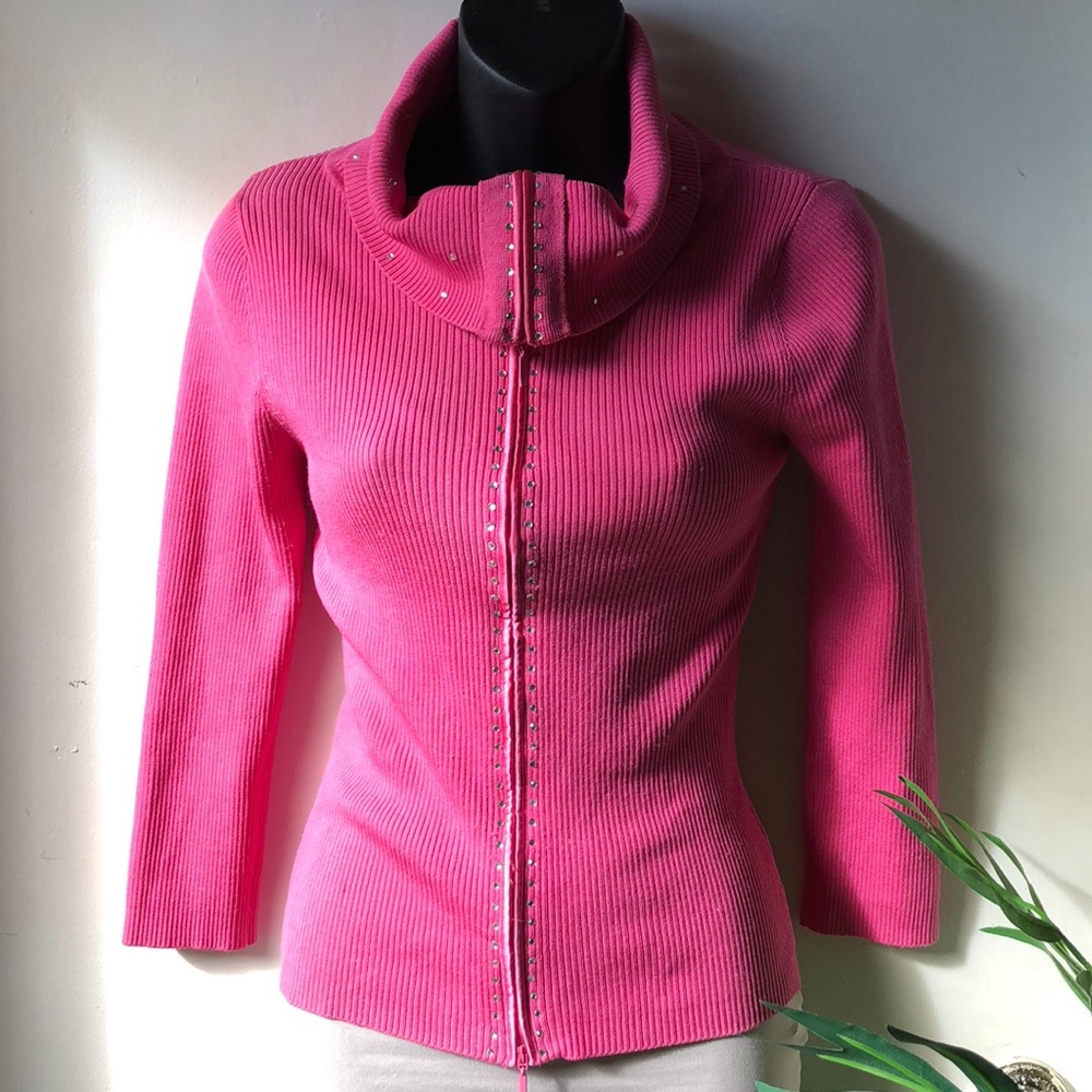 Beautifully bejeweled zipper sweater